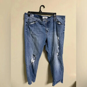 Torrid Boyfriend Crop Jeans Distressed Women's Plus Size 26 Blue Denim Medium